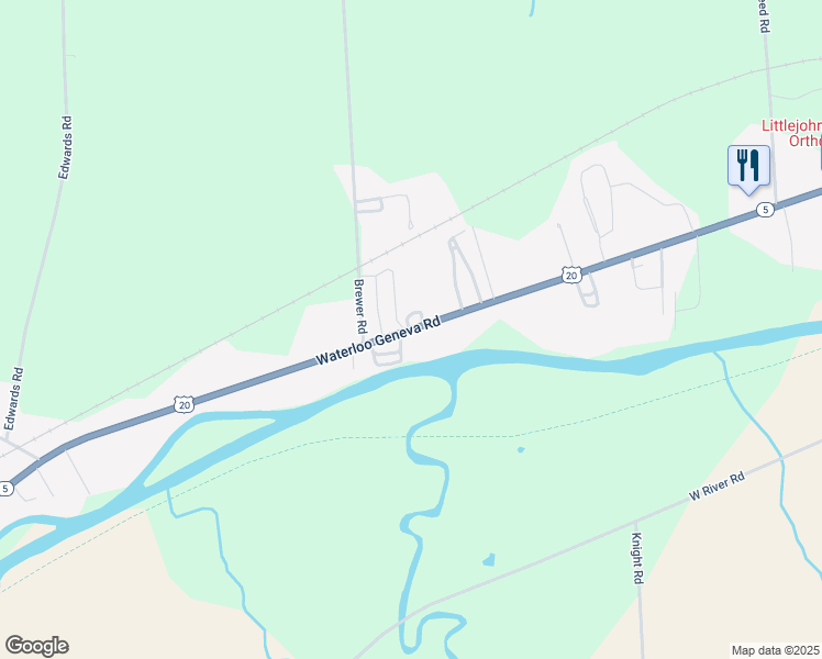 map of restaurants, bars, coffee shops, grocery stores, and more near 906 Waterloo Geneva Road in Waterloo