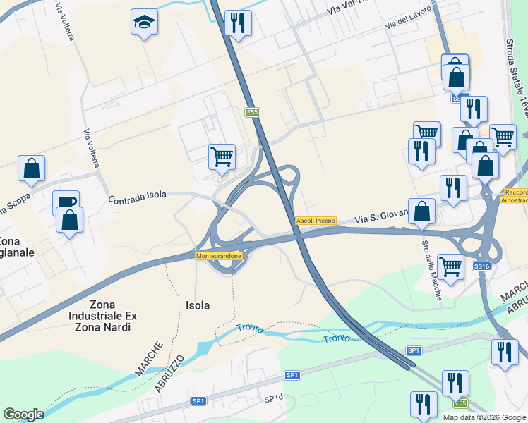 map of restaurants, bars, coffee shops, grocery stores, and more near 16 Contrada Isola in Artigianale Sudovest