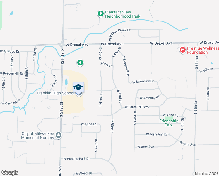 map of restaurants, bars, coffee shops, grocery stores, and more near 4664 High View Drive in Franklin