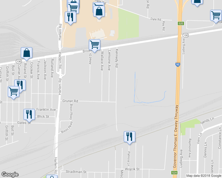 map of restaurants, bars, coffee shops, grocery stores, and more near 51 Lemoine Avenue in Buffalo