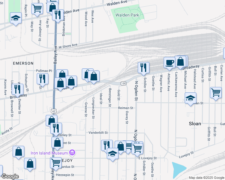 map of restaurants, bars, coffee shops, grocery stores, and more near 437 Benzinger Street in Buffalo