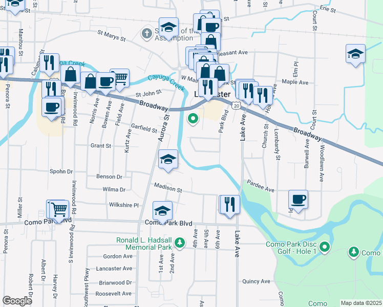 map of restaurants, bars, coffee shops, grocery stores, and more near 19 Cadet Circle in Lancaster