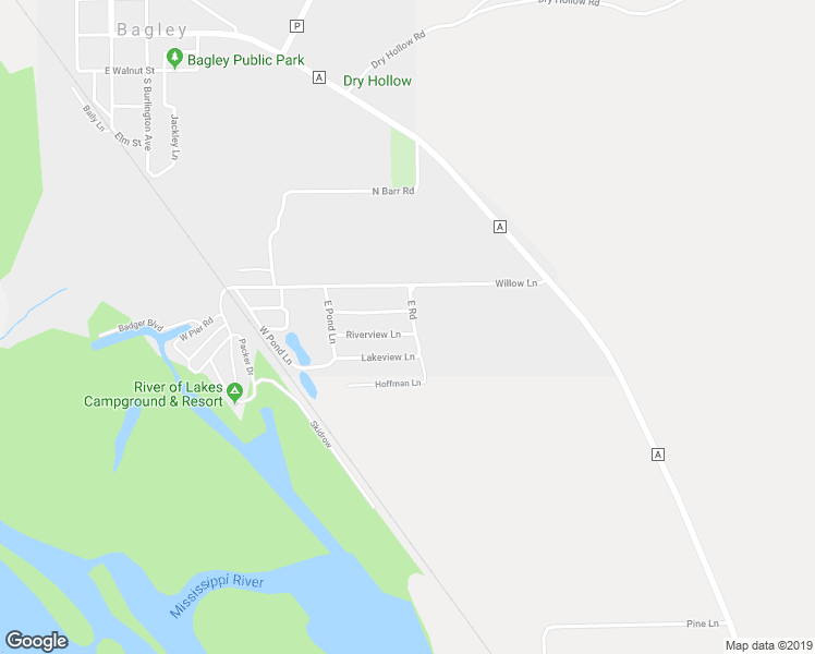 map of restaurants, bars, coffee shops, grocery stores, and more near 395 Riverview Lane in Bagley