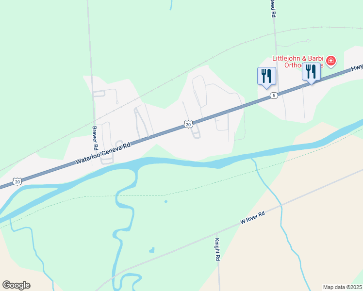 map of restaurants, bars, coffee shops, grocery stores, and more near 984 Waterloo Geneva Road in Waterloo