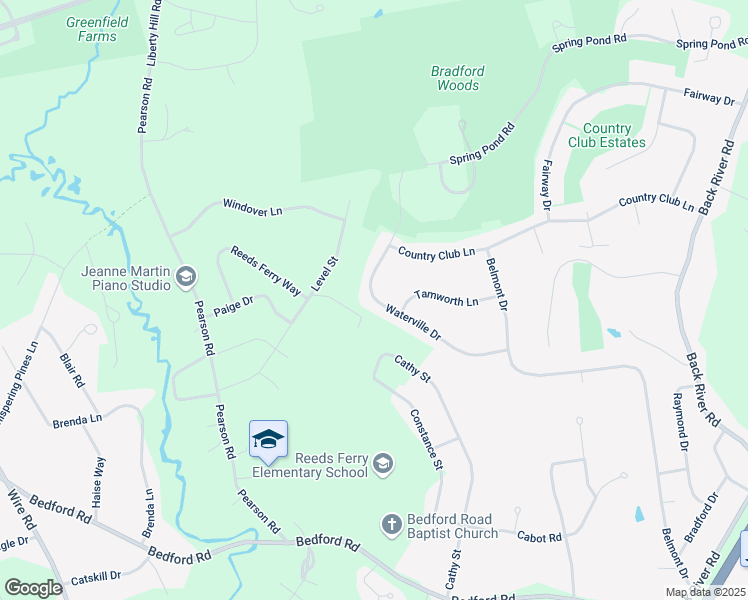 map of restaurants, bars, coffee shops, grocery stores, and more near 28 Waterville Drive in Merrimack