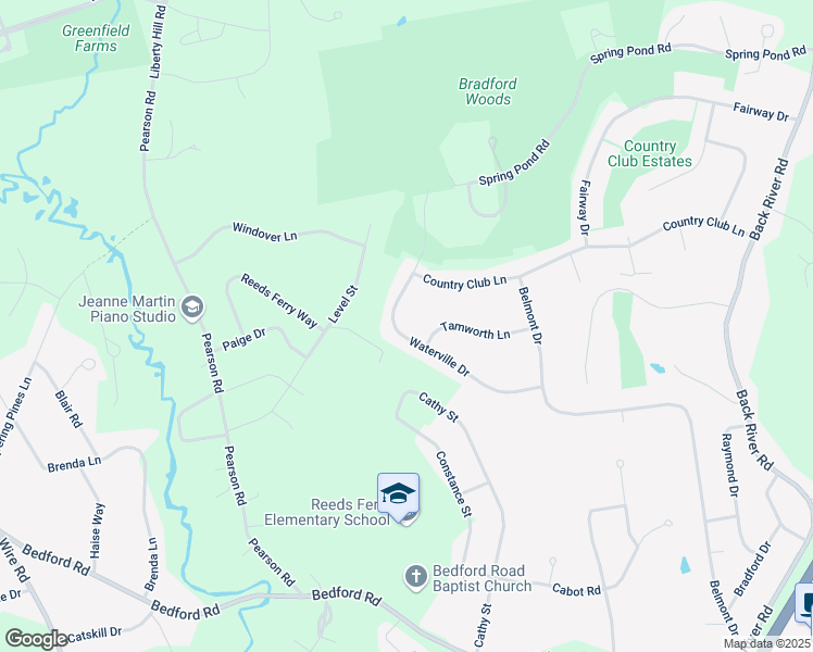 map of restaurants, bars, coffee shops, grocery stores, and more near 28 Waterville Drive in Merrimack