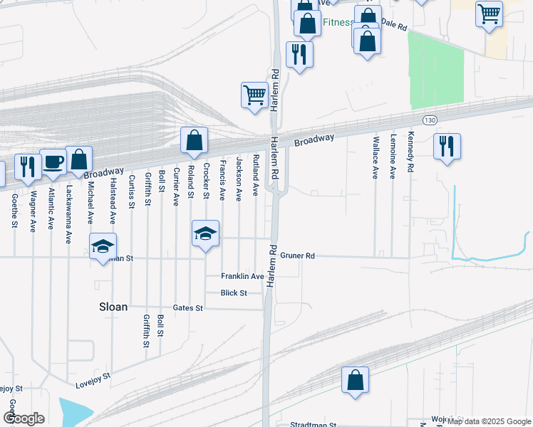 map of restaurants, bars, coffee shops, grocery stores, and more near 1956 Harlem Road in Cheektowaga