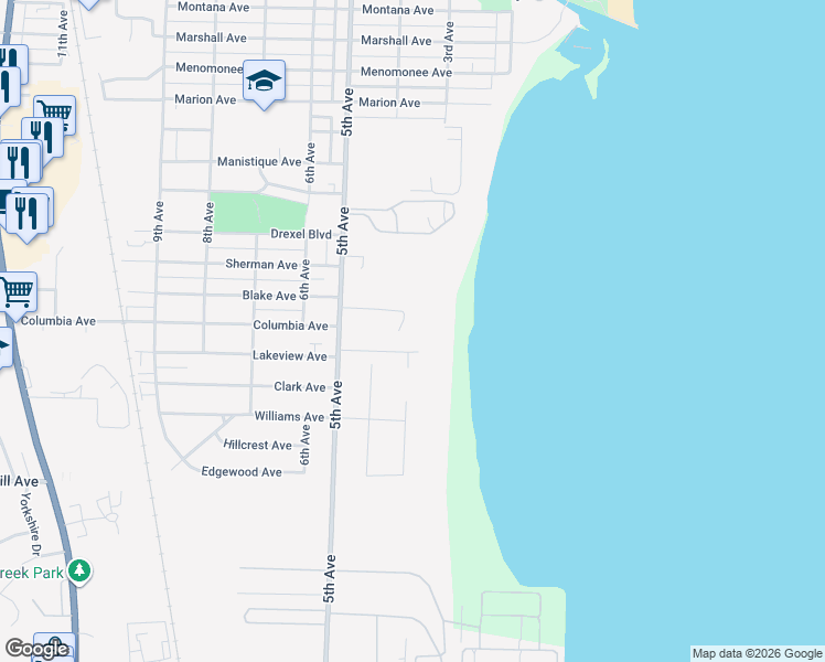 map of restaurants, bars, coffee shops, grocery stores, and more near 235 Lakeview Road in South Milwaukee