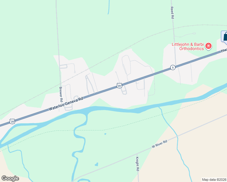 map of restaurants, bars, coffee shops, grocery stores, and more near 989 Waterloo Geneva Road in Waterloo