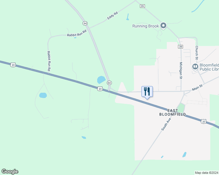 map of restaurants, bars, coffee shops, grocery stores, and more near 9018 Main Street in Bloomfield