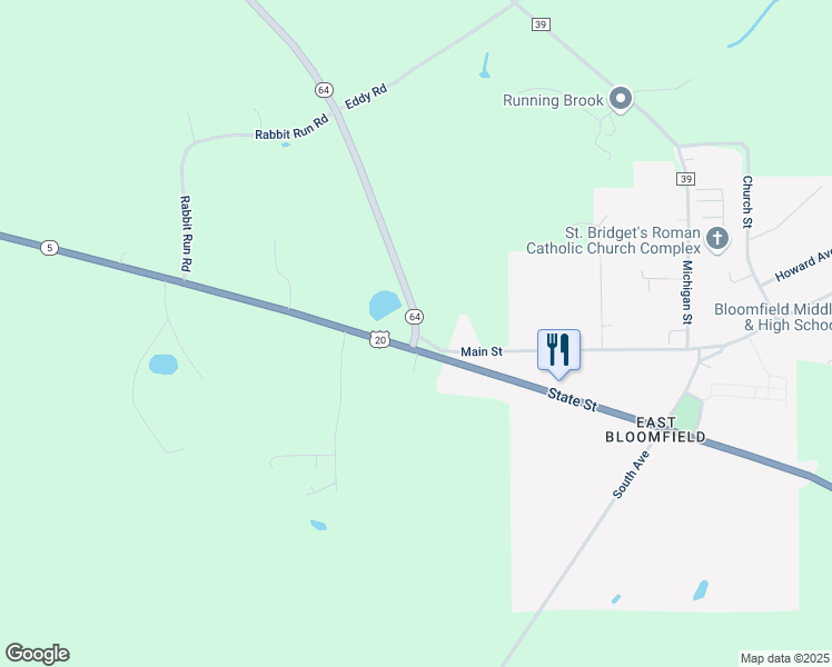 map of restaurants, bars, coffee shops, grocery stores, and more near 9018 Main Street in Bloomfield