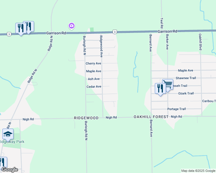 map of restaurants, bars, coffee shops, grocery stores, and more near 3255 Cedar Avenue in Fort Erie