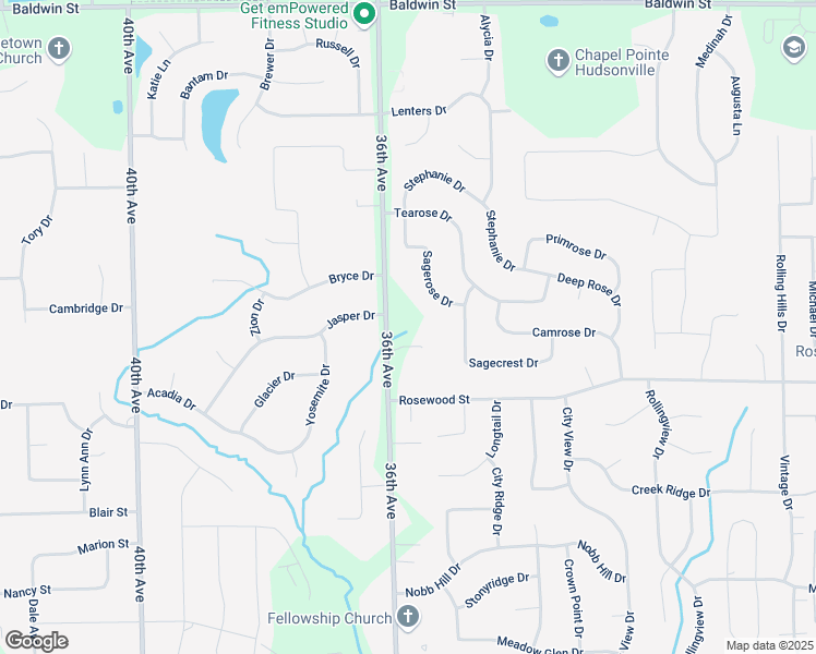 map of restaurants, bars, coffee shops, grocery stores, and more near 7147 Jasper Drive in Hudsonville
