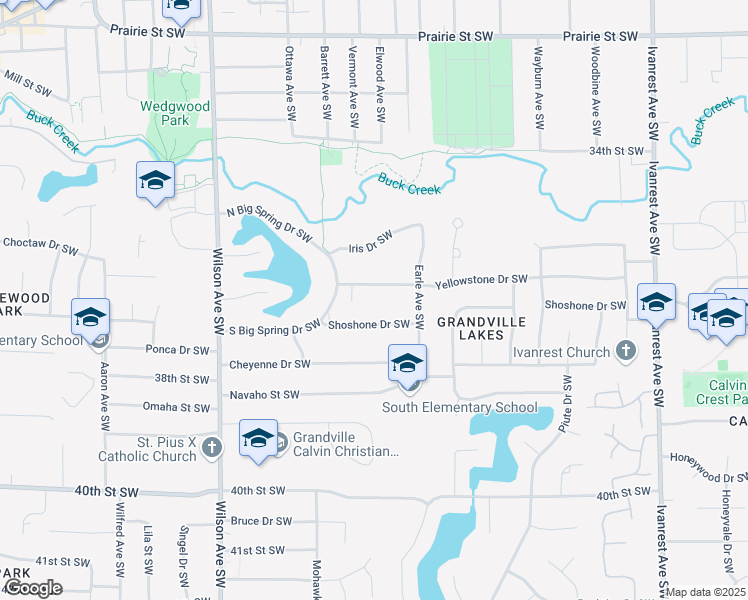 map of restaurants, bars, coffee shops, grocery stores, and more near 141 Port Sheldon Street Southwest in Grandville