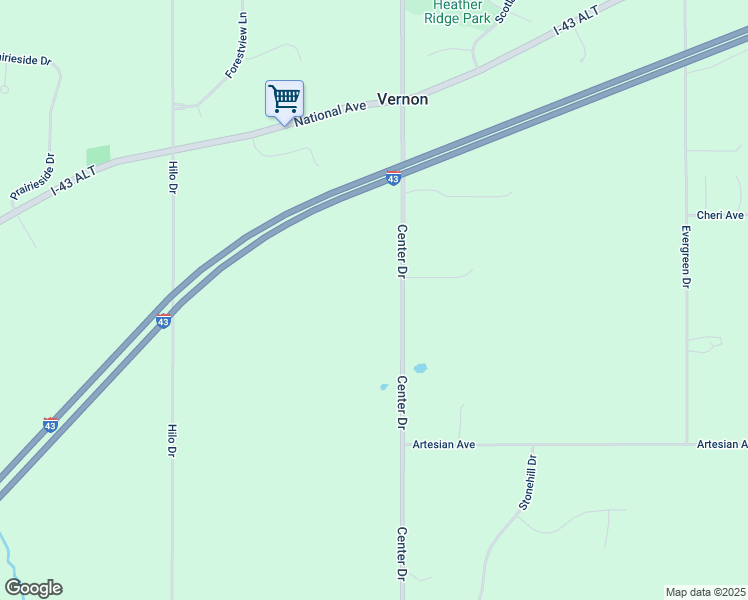 map of restaurants, bars, coffee shops, grocery stores, and more near W250S8025 Center Drive in Mukwonago