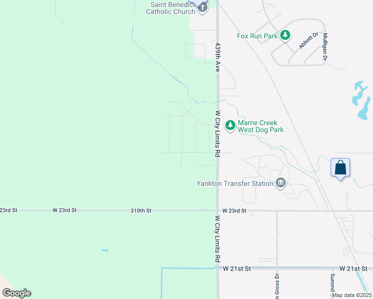 map of restaurants, bars, coffee shops, grocery stores, and more near 2505 Wynn Way in Yankton