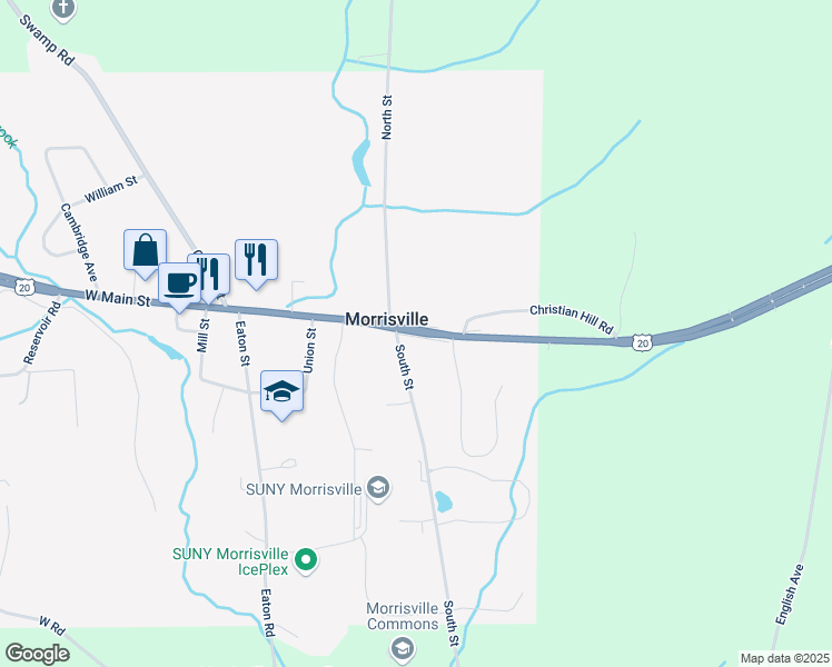 map of restaurants, bars, coffee shops, grocery stores, and more near 44 East Main Street in Morrisville