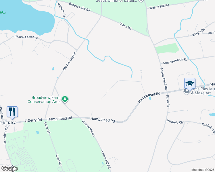 map of restaurants, bars, coffee shops, grocery stores, and more near 13A Bonnie Lane in Derry