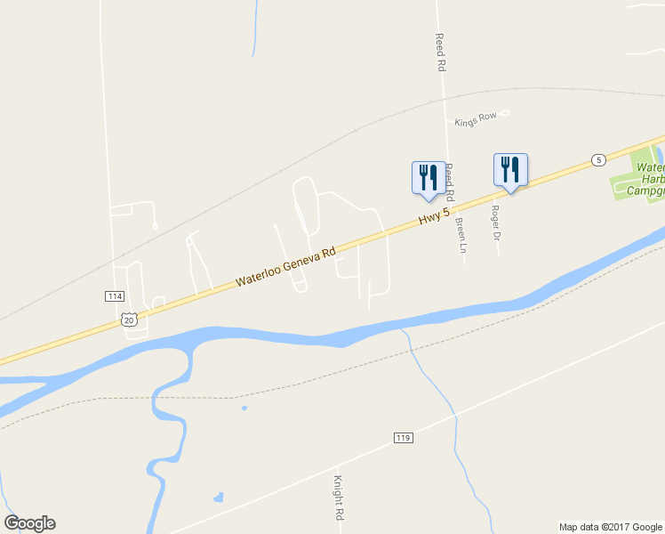 map of restaurants, bars, coffee shops, grocery stores, and more near 1034 Waterloo Geneva Rd in Waterloo