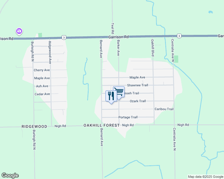 map of restaurants, bars, coffee shops, grocery stores, and more near 3025 Shawnee Trail in Fort Erie