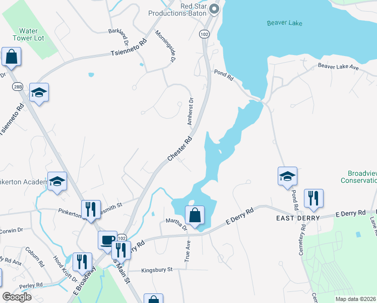 map of restaurants, bars, coffee shops, grocery stores, and more near 37 Chester Road in Derry