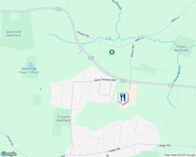 map of restaurants, bars, coffee shops, grocery stores, and more near 434 New Zealand Road in Seabrook