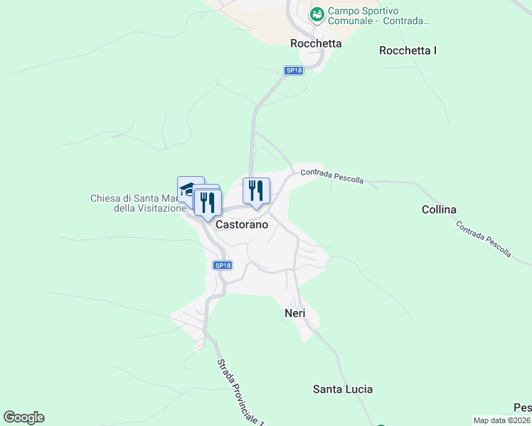 map of restaurants, bars, coffee shops, grocery stores, and more near in Castorano