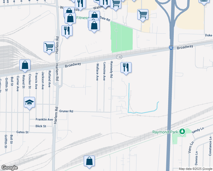 map of restaurants, bars, coffee shops, grocery stores, and more near 107 Lemoine Avenue in Buffalo