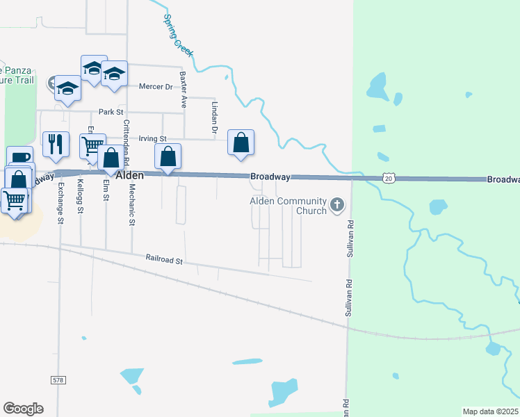 map of restaurants, bars, coffee shops, grocery stores, and more near 1401 Chestnut Street in Alden