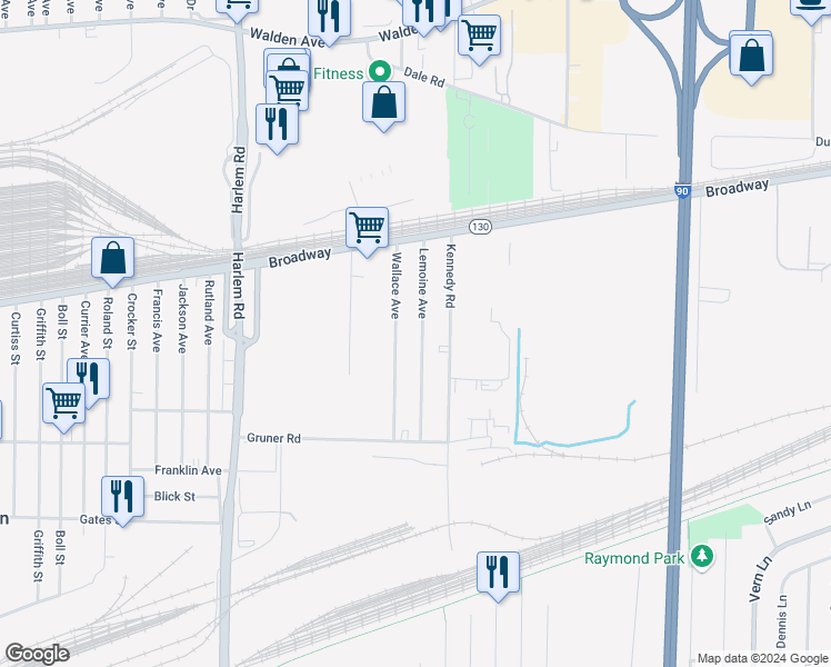 map of restaurants, bars, coffee shops, grocery stores, and more near 107 Lemoine Avenue in Buffalo