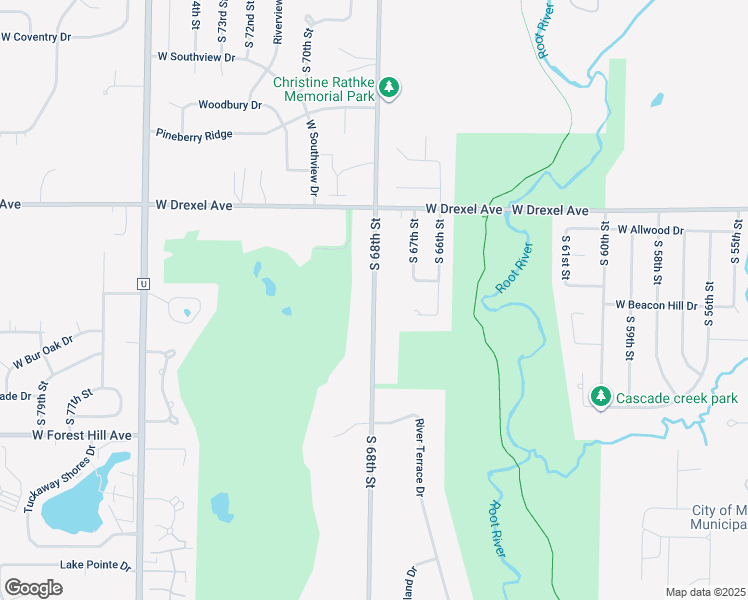 map of restaurants, bars, coffee shops, grocery stores, and more near 8020 South 68th Street in Franklin