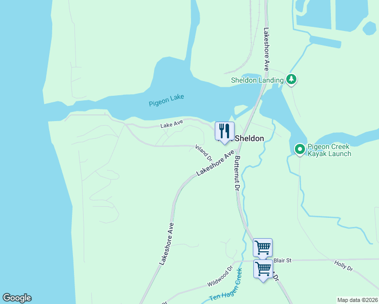map of restaurants, bars, coffee shops, grocery stores, and more near 17298 College Drive in West Olive