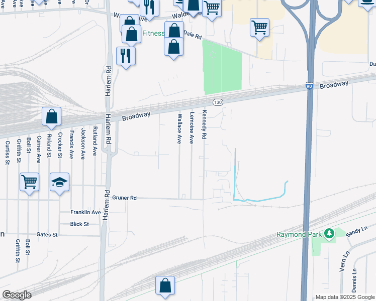 map of restaurants, bars, coffee shops, grocery stores, and more near 107 Lemoine Avenue in Buffalo