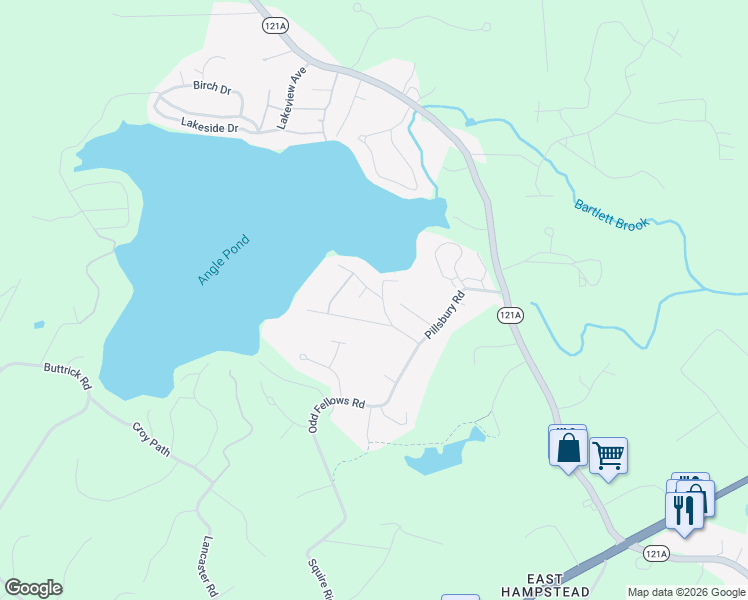map of restaurants, bars, coffee shops, grocery stores, and more near 35 Pillsbury Road in Sandown