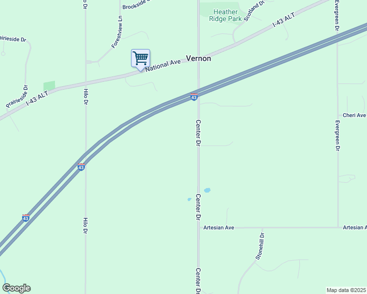 map of restaurants, bars, coffee shops, grocery stores, and more near W250S8025 Center Drive in Mukwonago