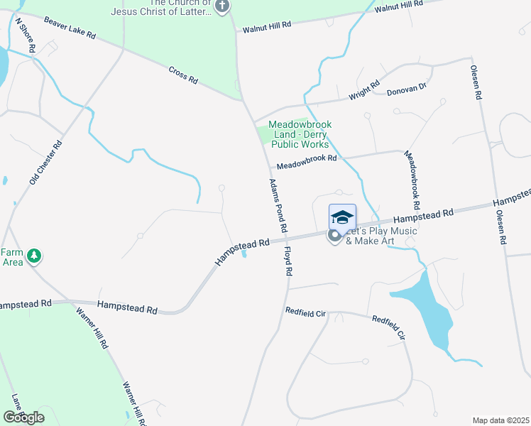 map of restaurants, bars, coffee shops, grocery stores, and more near 6 Adams Pond Road in Derry