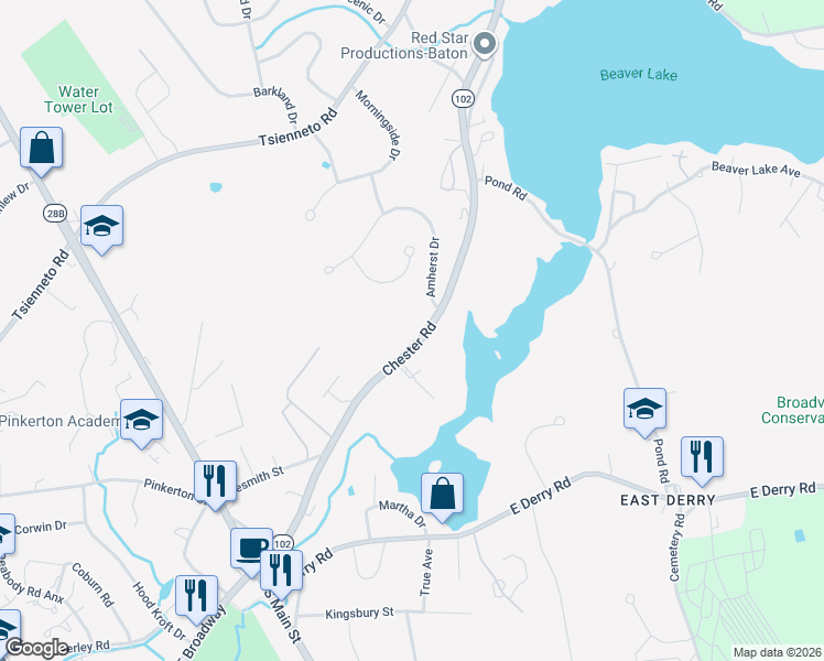 map of restaurants, bars, coffee shops, grocery stores, and more near 37 Chester Road in Derry