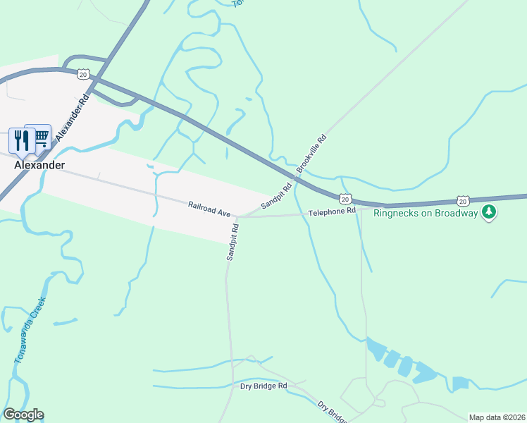 map of restaurants, bars, coffee shops, grocery stores, and more near 3621 Telephone Road in Alexander