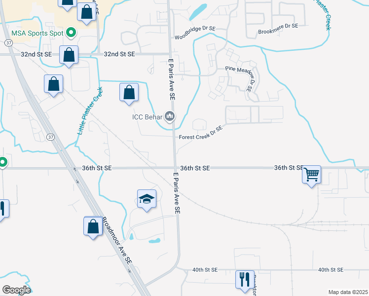 map of restaurants, bars, coffee shops, grocery stores, and more near in Kentwood