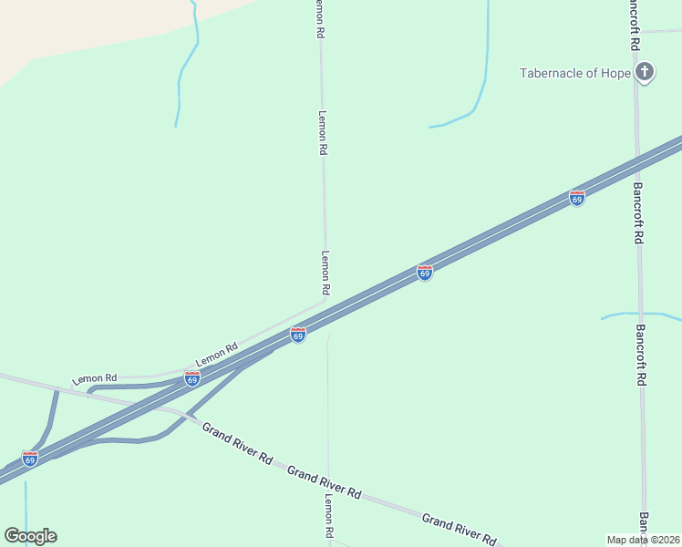 map of restaurants, bars, coffee shops, grocery stores, and more near 6685 Lemon Road in Bancroft