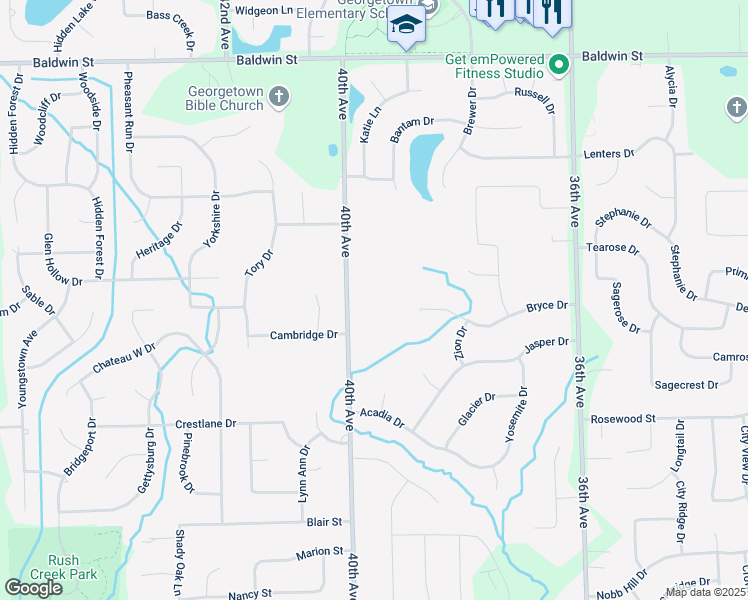 map of restaurants, bars, coffee shops, grocery stores, and more near 7160 40th Avenue in Hudsonville