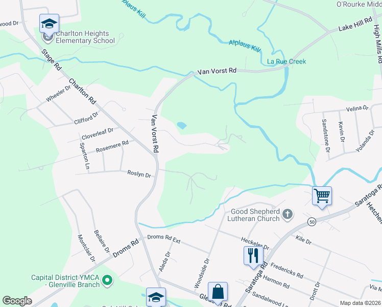 map of restaurants, bars, coffee shops, grocery stores, and more near 17 Sheldon Drive in Schenectady