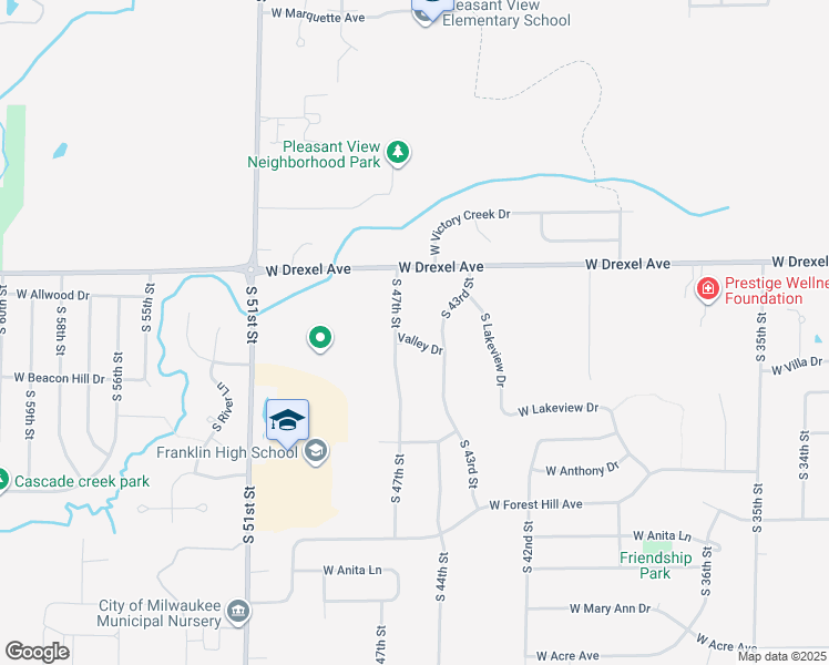 map of restaurants, bars, coffee shops, grocery stores, and more near 4588 Valley Drive in Franklin