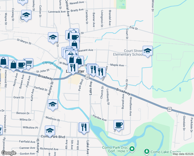 map of restaurants, bars, coffee shops, grocery stores, and more near 18 Holland Avenue in Lancaster