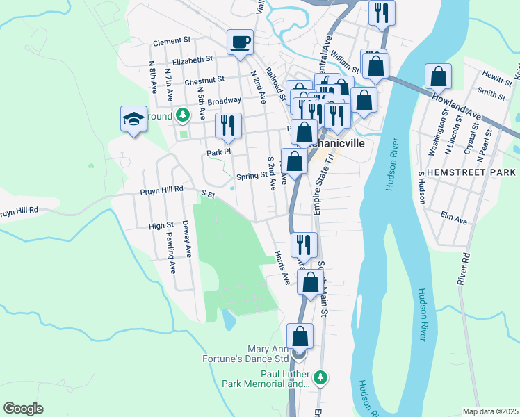 map of restaurants, bars, coffee shops, grocery stores, and more near 238 South 3rd Avenue in Mechanicville