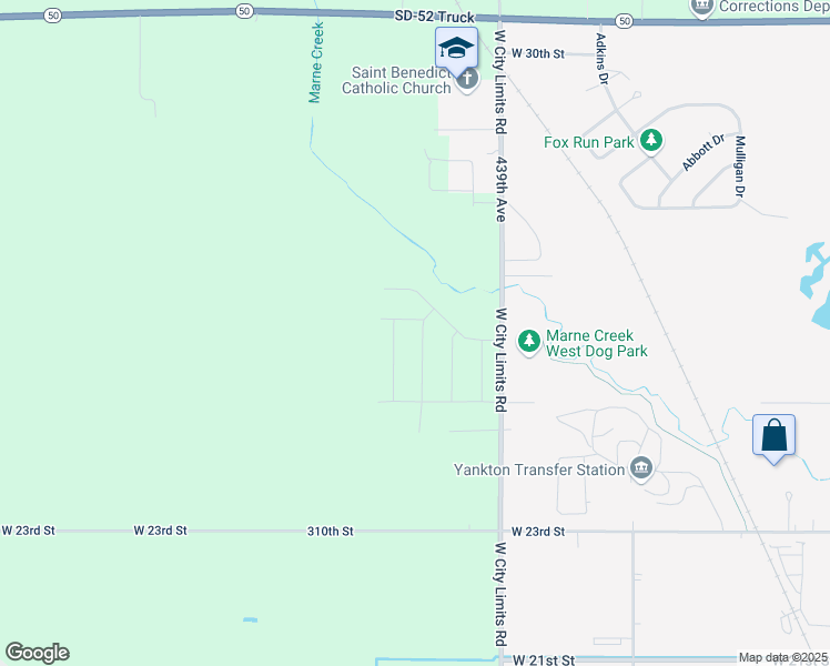 map of restaurants, bars, coffee shops, grocery stores, and more near 2521 Colton Avenue in Yankton
