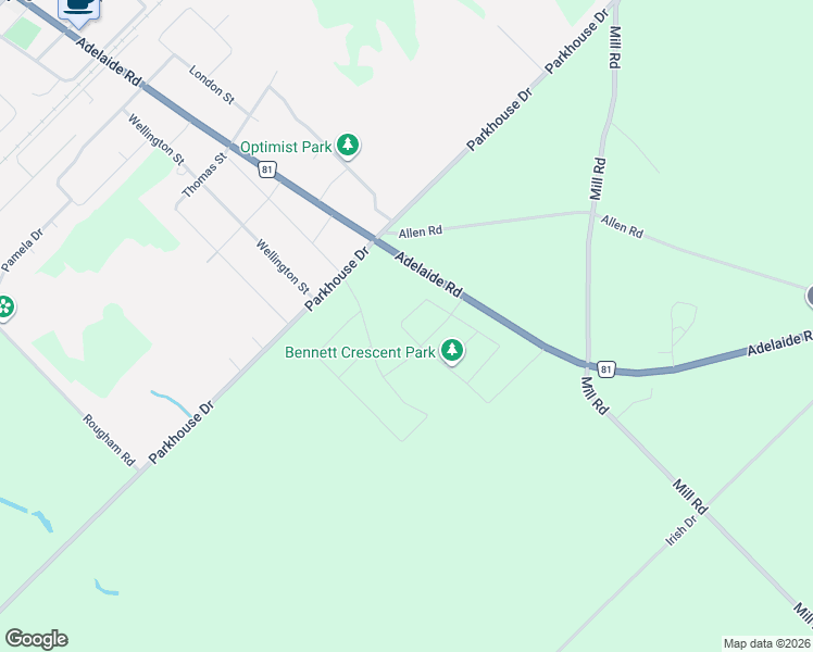 map of restaurants, bars, coffee shops, grocery stores, and more near 598 Bennett Crescent in Mount Brydges