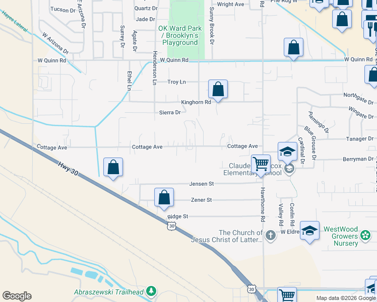 map of restaurants, bars, coffee shops, grocery stores, and more near 1451 Cottage Avenue in Pocatello