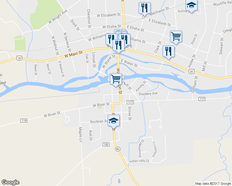 map of restaurants, bars, coffee shops, grocery stores, and more near 10 Kendig Street in Waterloo