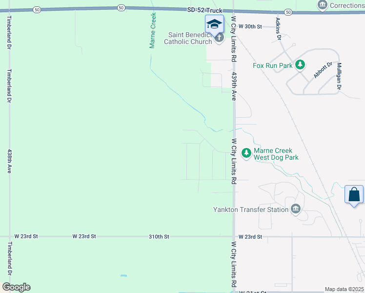 map of restaurants, bars, coffee shops, grocery stores, and more near 2521 Colton Avenue in Yankton
